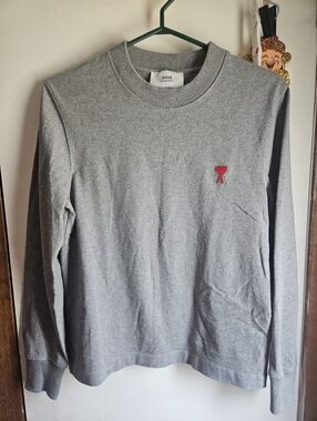 Ami Alexandre Mattiussi Gray Crewneck with Red Heart